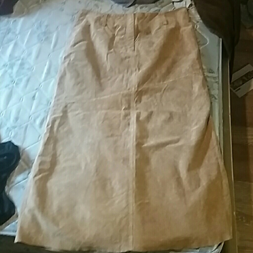 Ankle length suede skirt