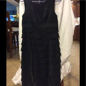 Black pleated dress with beading short