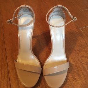 Nude ankle strap heels