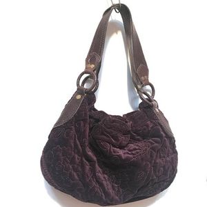 Vintage Purple velvet & leather Lucky Brand purse