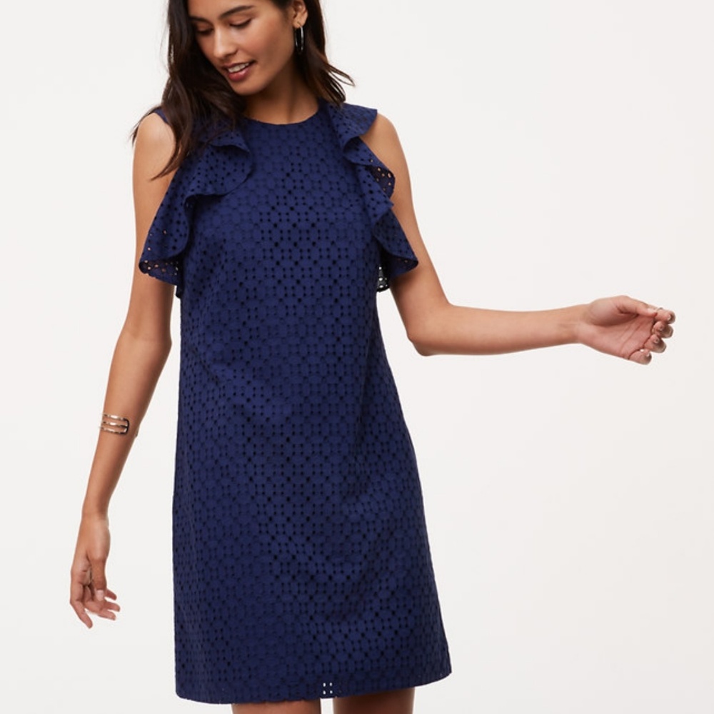 NWT Petite Eyelet Flutter Shift Dress