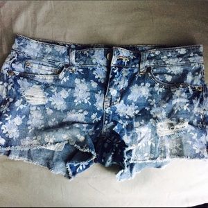 Floral denim shorts