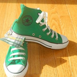 Converse All-Star Green w/ Plaid Interior High Top