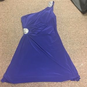 Indigo colored one shoulder dress