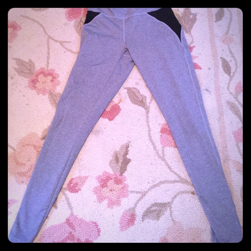 Grey and black exercise pants