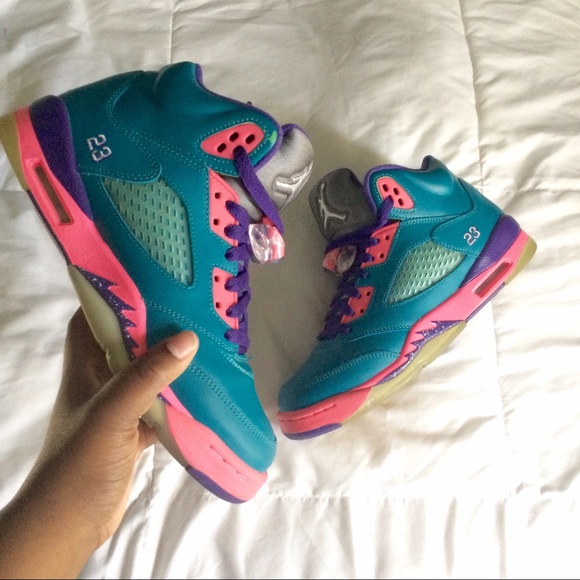 jordan 5 teal pink purple