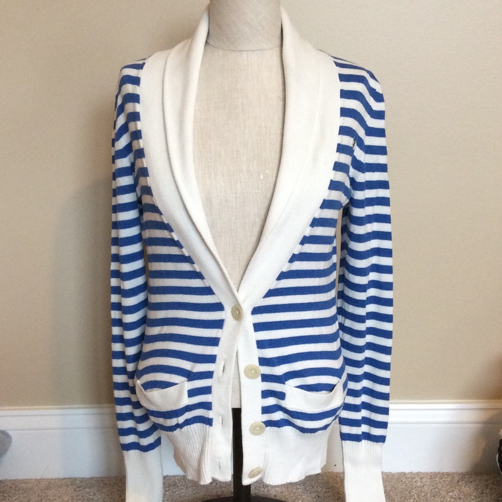 Blue and white stripped long sleeve cardigan