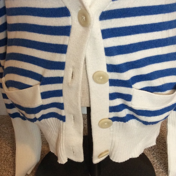 Blue and white stripped long sleeve cardigan - Picture 2 of 4