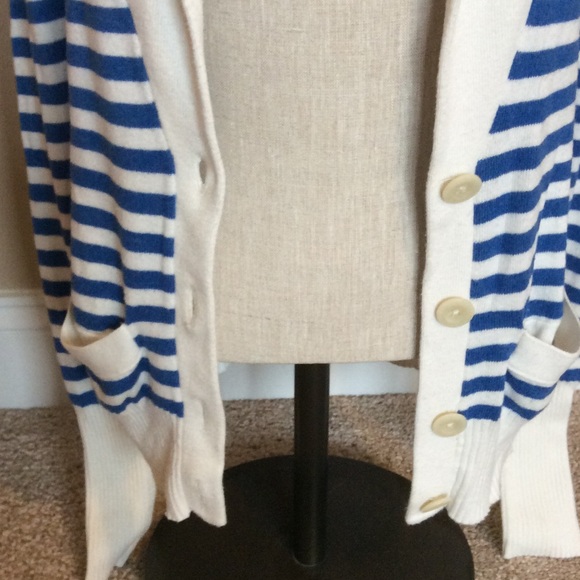 Blue and white stripped long sleeve cardigan - Picture 3 of 4