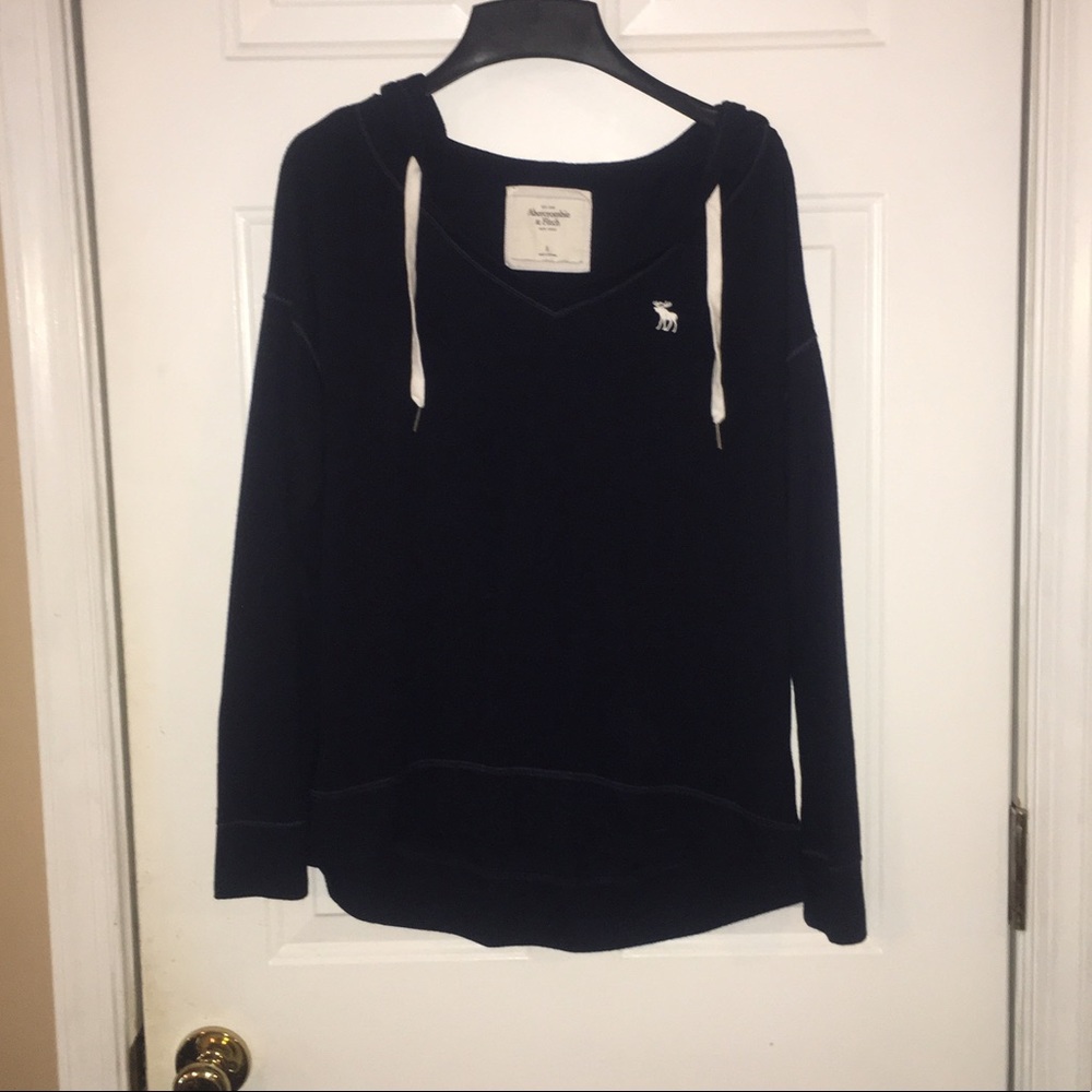 Navy A&F hooded shirt