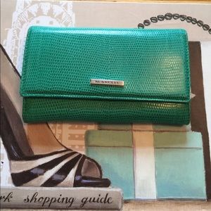 Authentic Burberry Green Leather Wallet