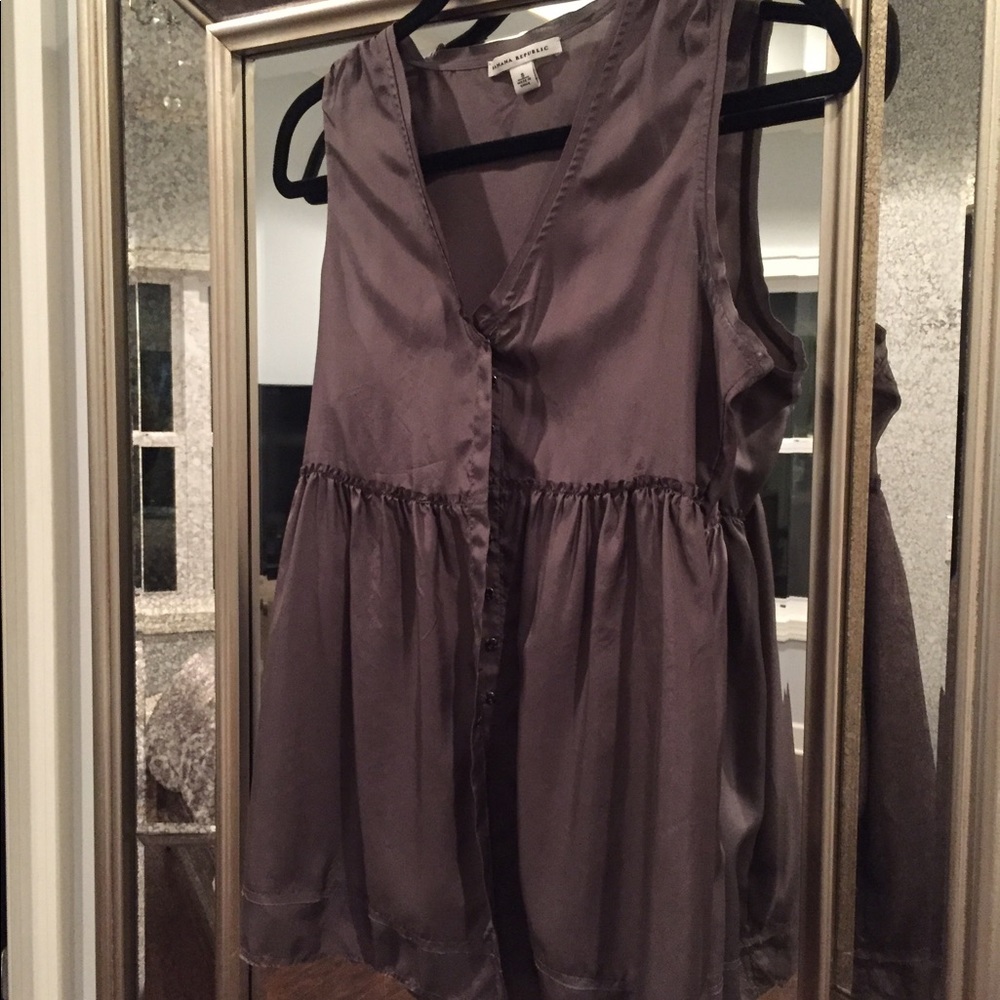 Silk empire waist sleeveless blouse