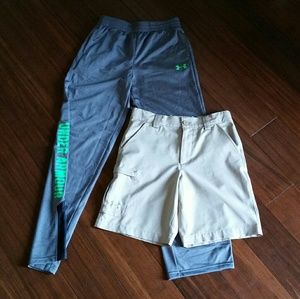 2 Under Armour boys Large (1 pants + 2 shorts)