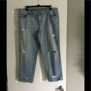 LOFT Distressed Relaxed Straight Crop