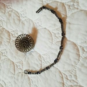 Vintage Marcasite and Sapphire bracelet, sterling