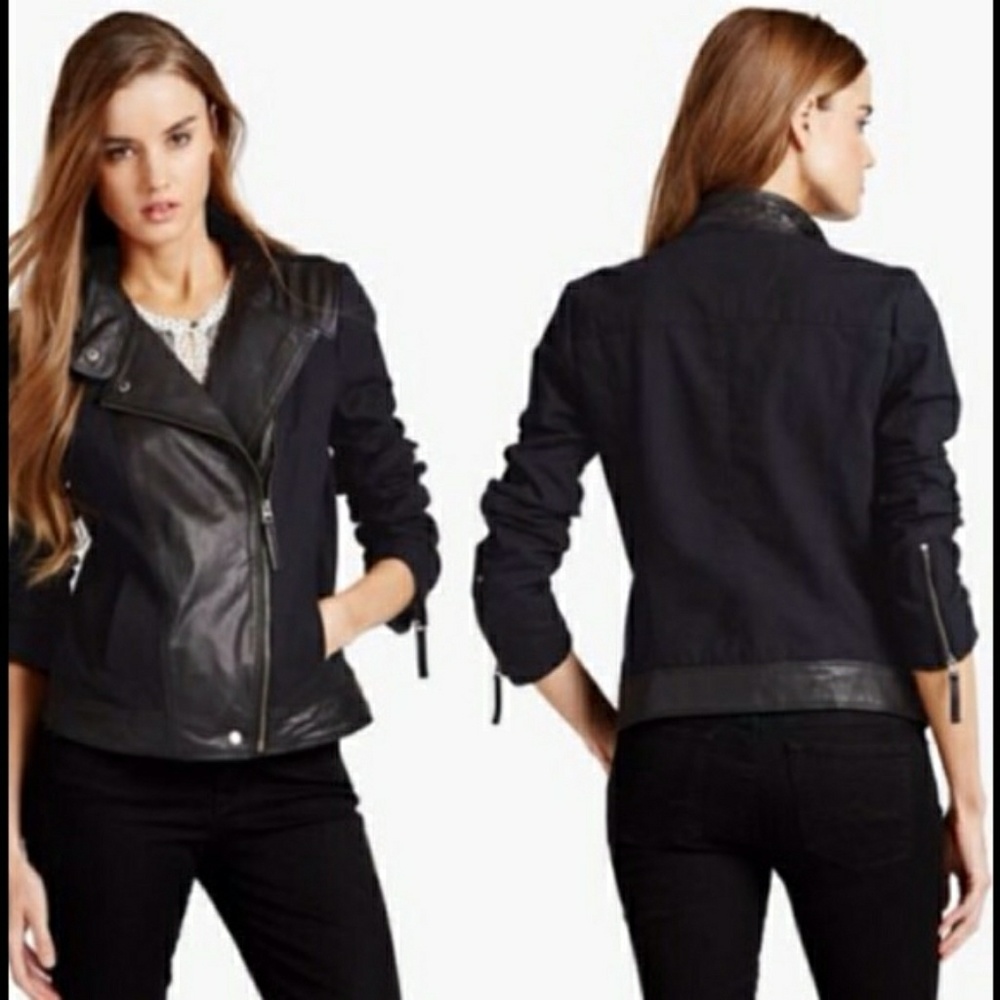 Lucky Brand Leather Cotton Biker Moto Jacket