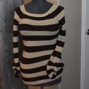 Brown & Tan Long Sleeve Pullover Sweater