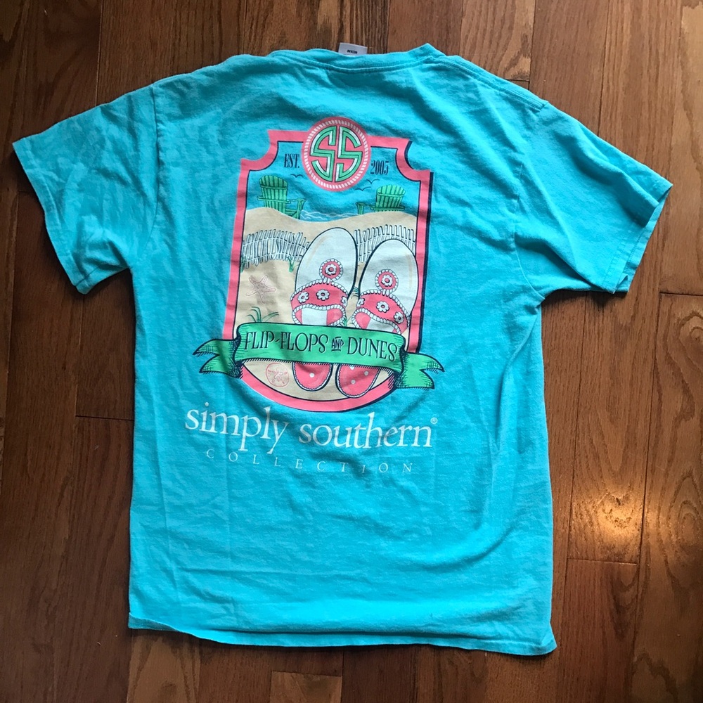 SS Pool Blue 'Flip Flops and Dunes' Tee