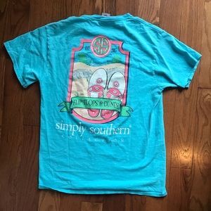 SS Pool Blue 'Flip Flops and Dunes' Tee