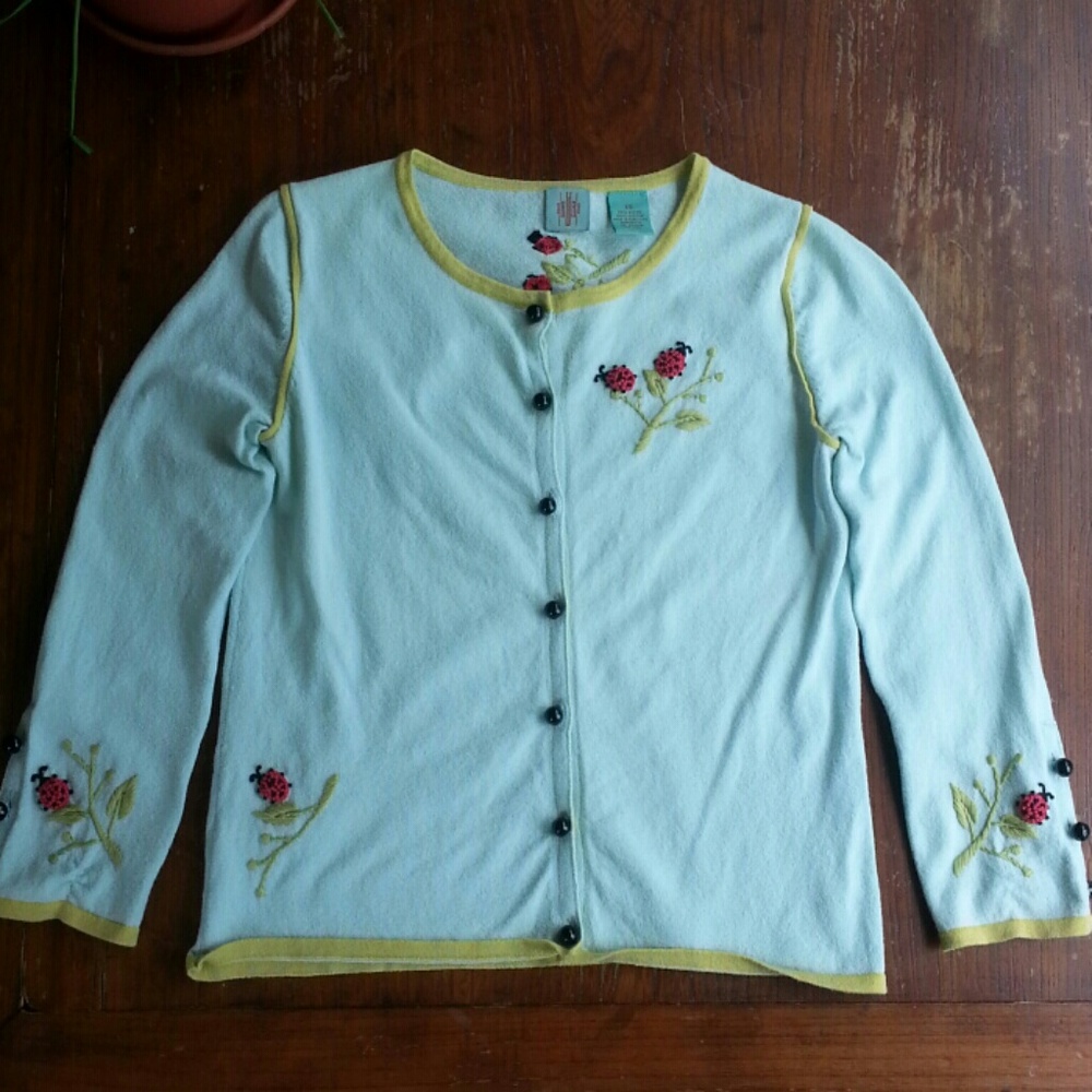 Anthropologie Ladybug Cardigan by Monogram HWR
