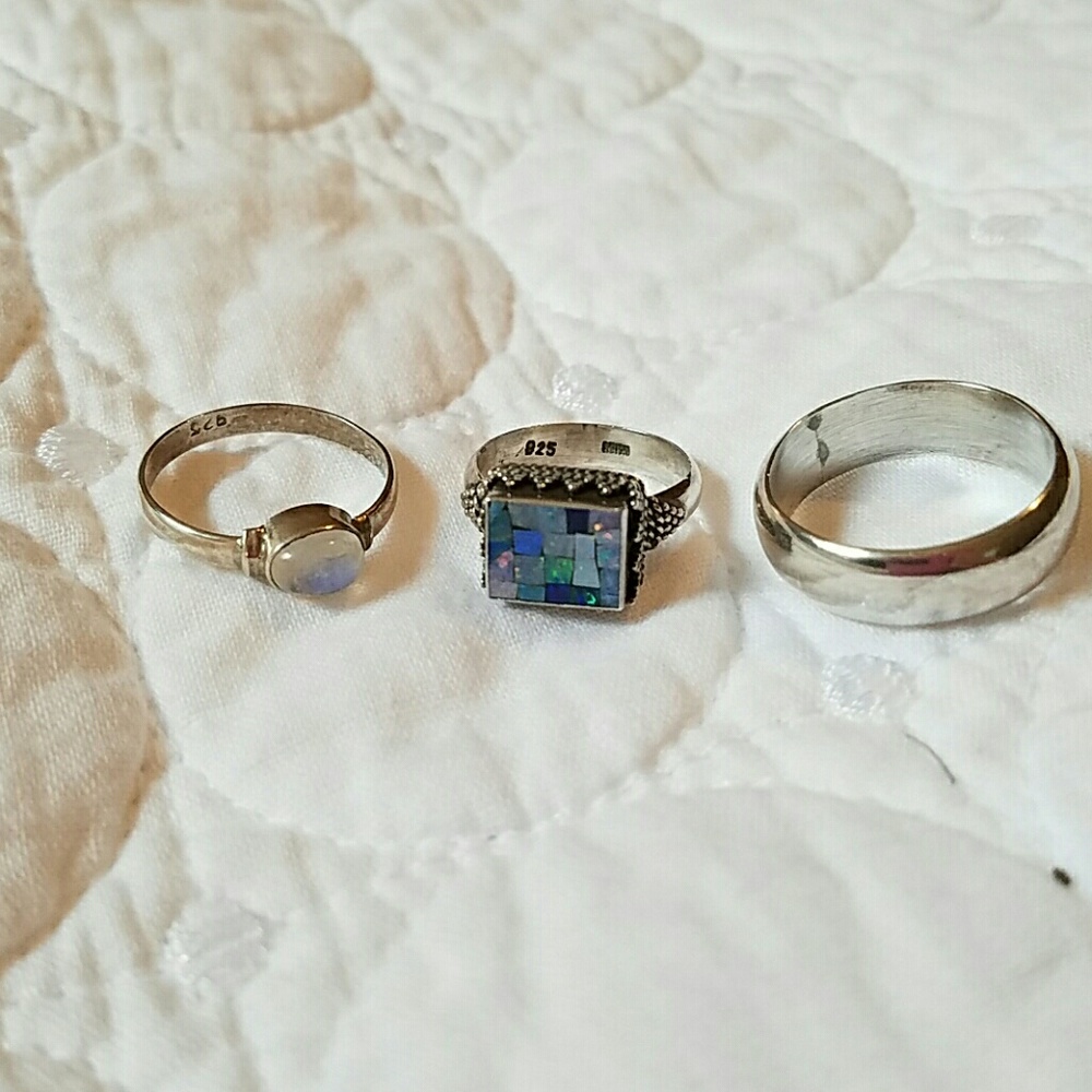 Sterling silver bundle_ Moonstone and silver band