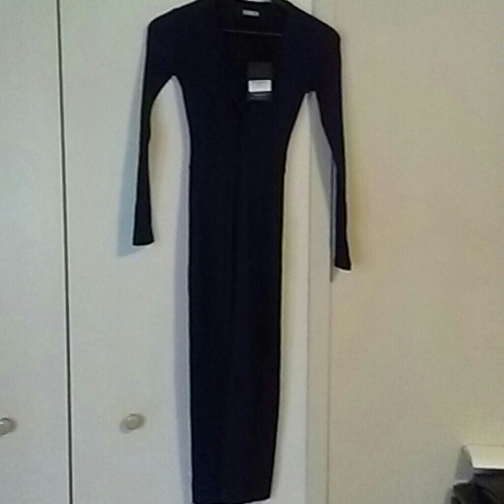 Reformation navy stretch long dress