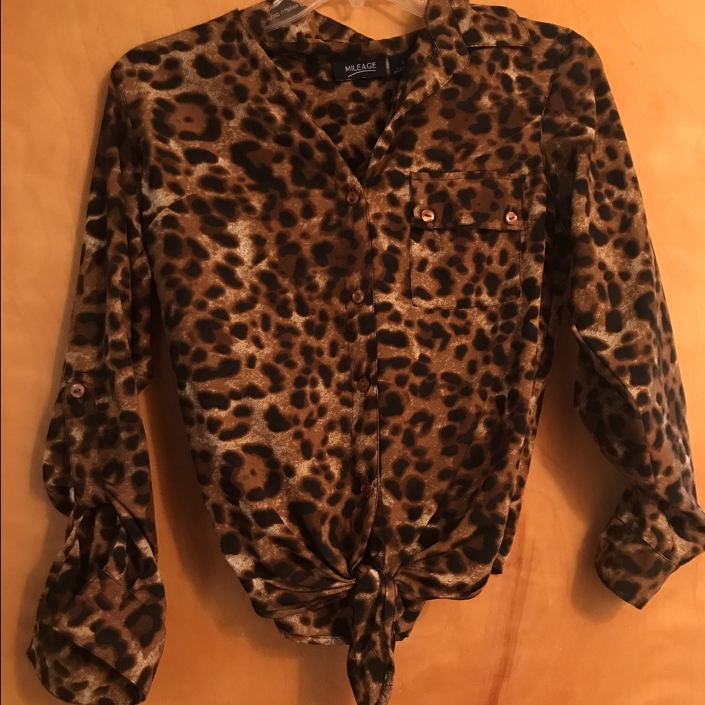 cheetah button down shirt