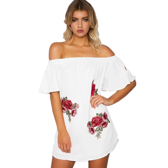 Off Shoulder Floral Mini Dress - Picture 2 of 5