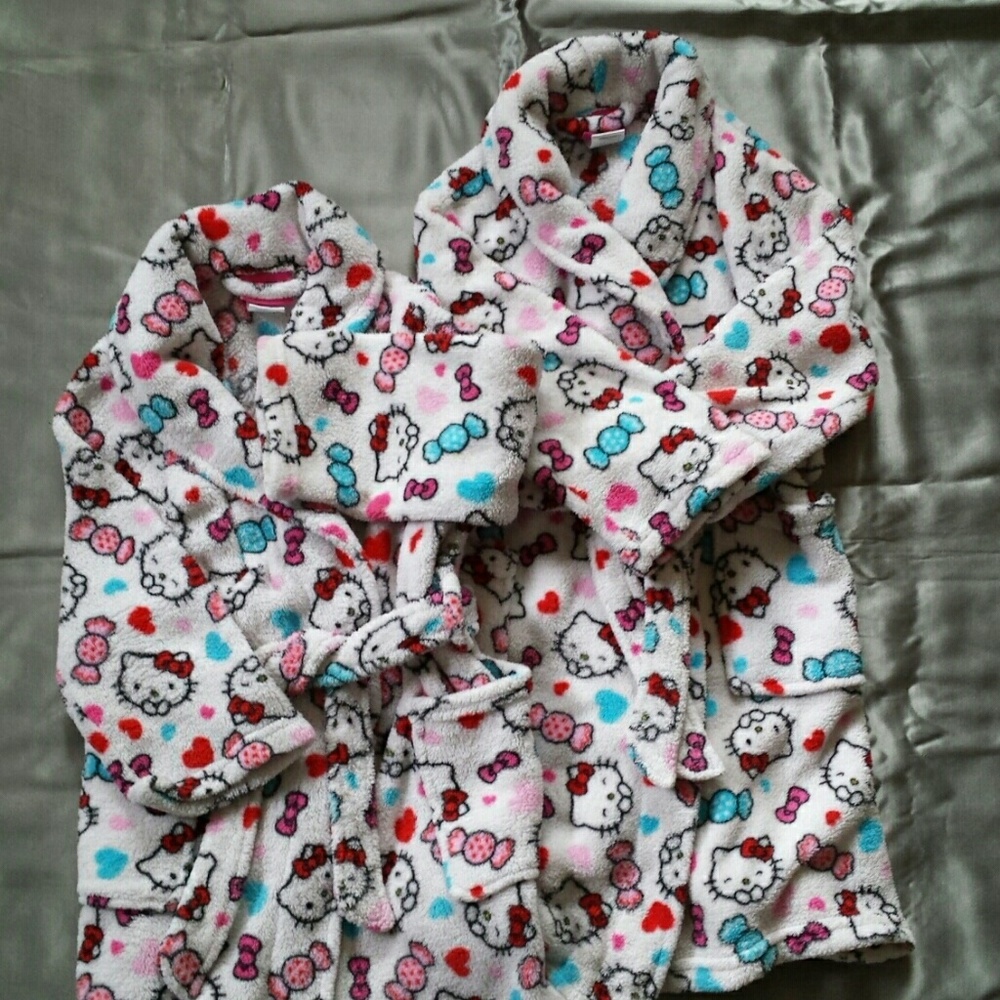 Two Hello Kitty Girls Sz. X Small Bathrobes.