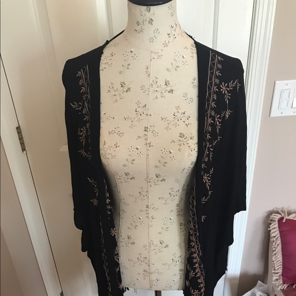 Black Embroidered Shrug