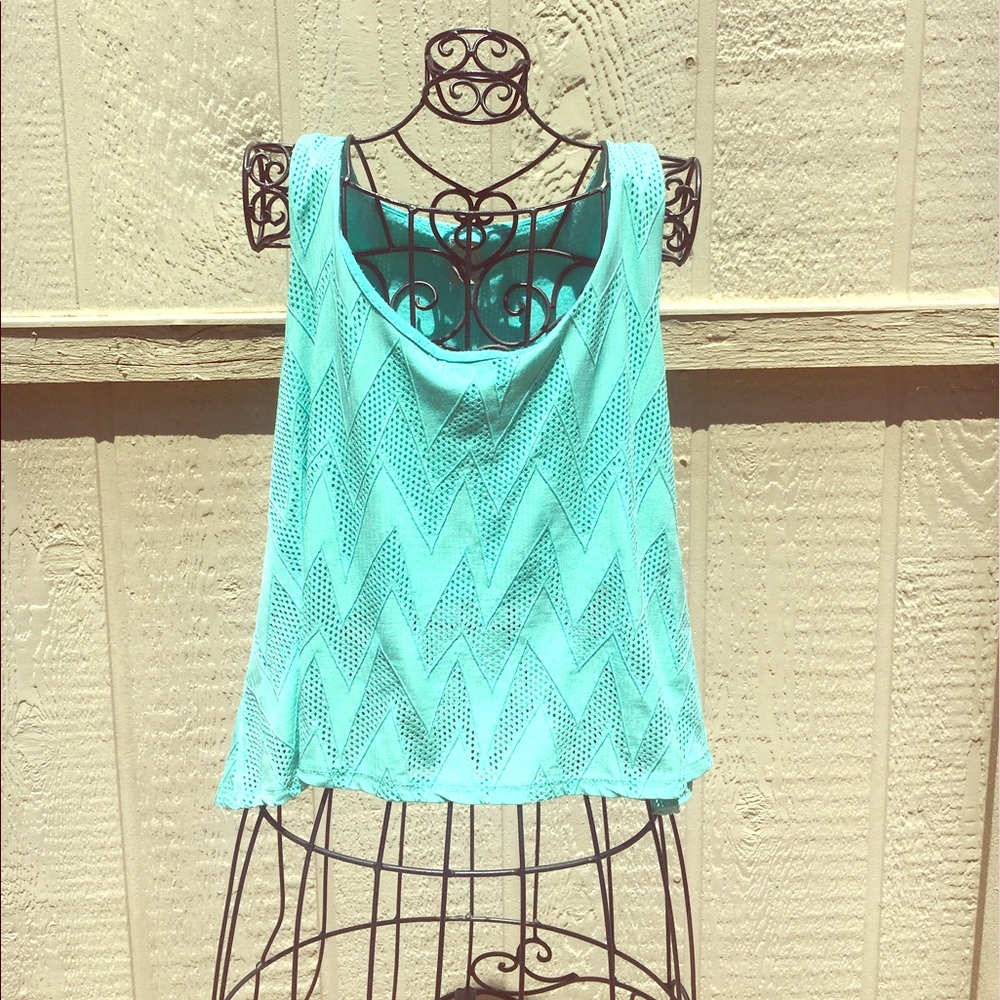 Turquoise Chevron Crop Top