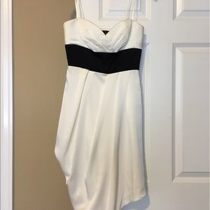 BCBGMaxazria white w/ black strapless dress - NWOT