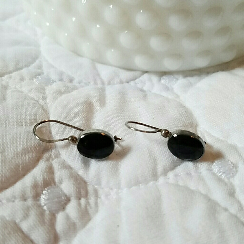Sterling silver and black obsidian earrings
