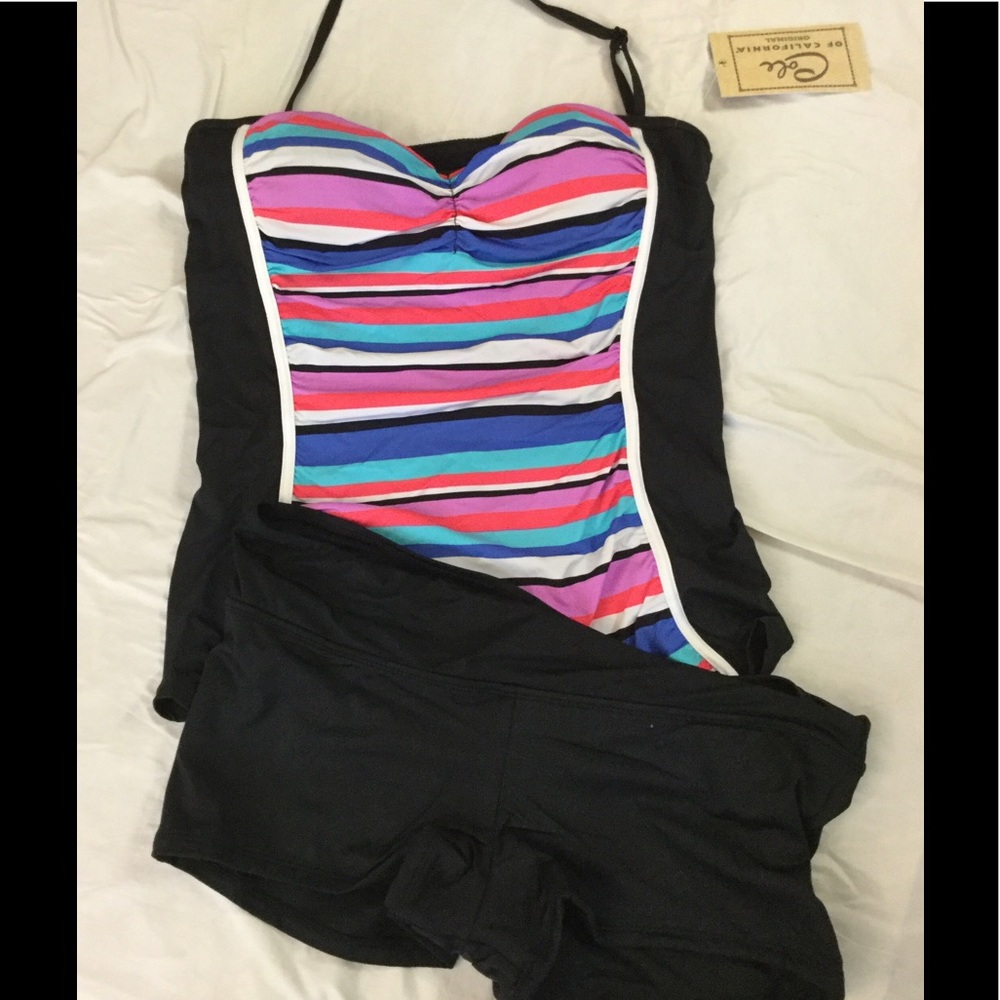 NWT Cole Of California Halter Bandeau Tankini Swim