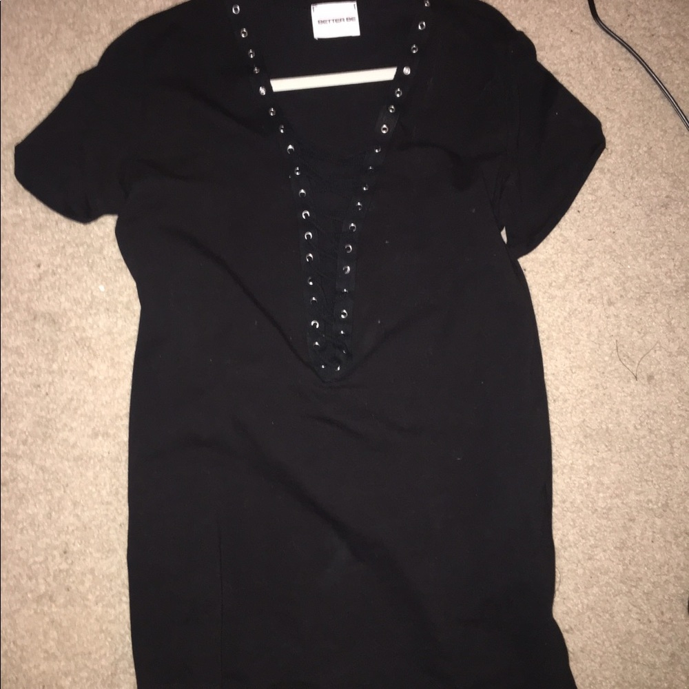 Lace up t shirt dress