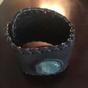 Handmade Argentinian Stone & Leather Cuff