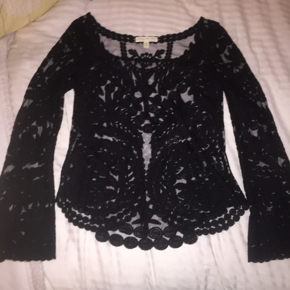 Urban Outfitters Sheer Lace Bell sleeve top