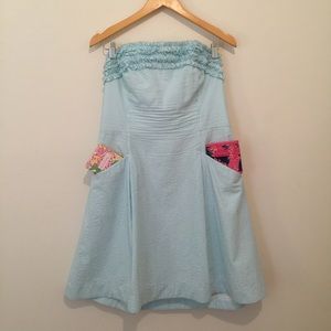 SALE Lilly Pulitzer Seersucker strapless Dress 14