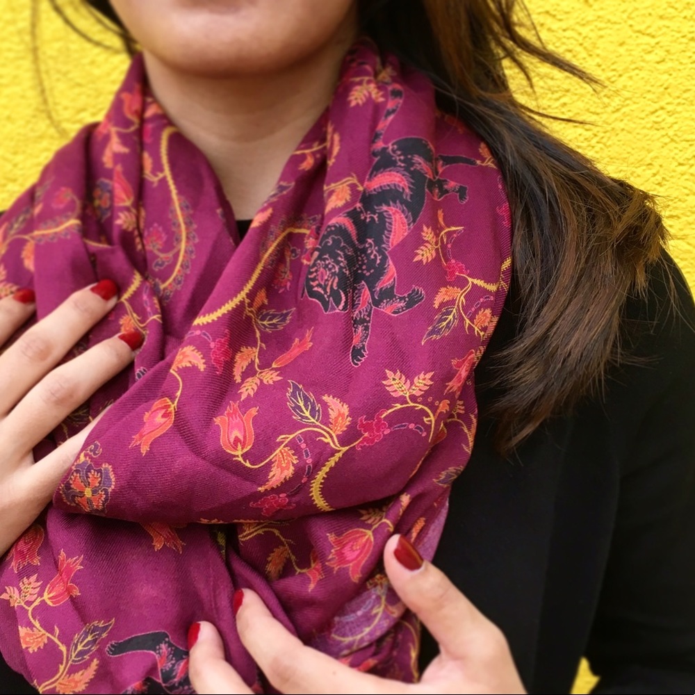 NEW Tiger Floral Print Infinity Scarf