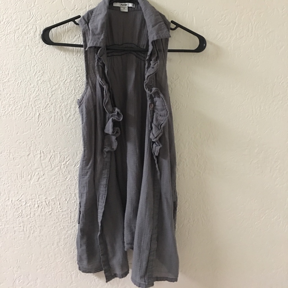 Grey ruffle tank Small