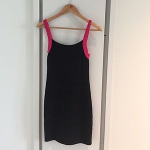 Black dress with pink straps