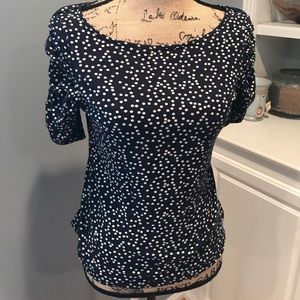 Anthropologie Navy Polka Dot Tee