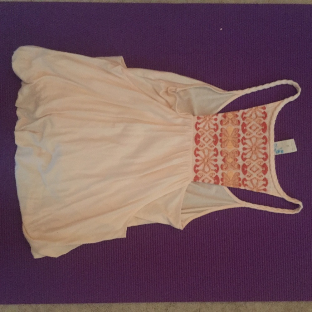 Anthropology draped tank top with embroidered back