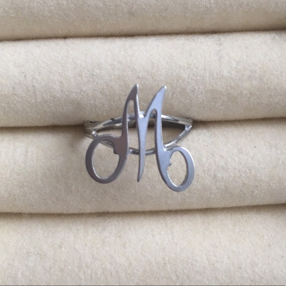 Adjustable Silver 'M' Ring - Picture 1 of 2