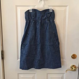 Strapless, denim dress