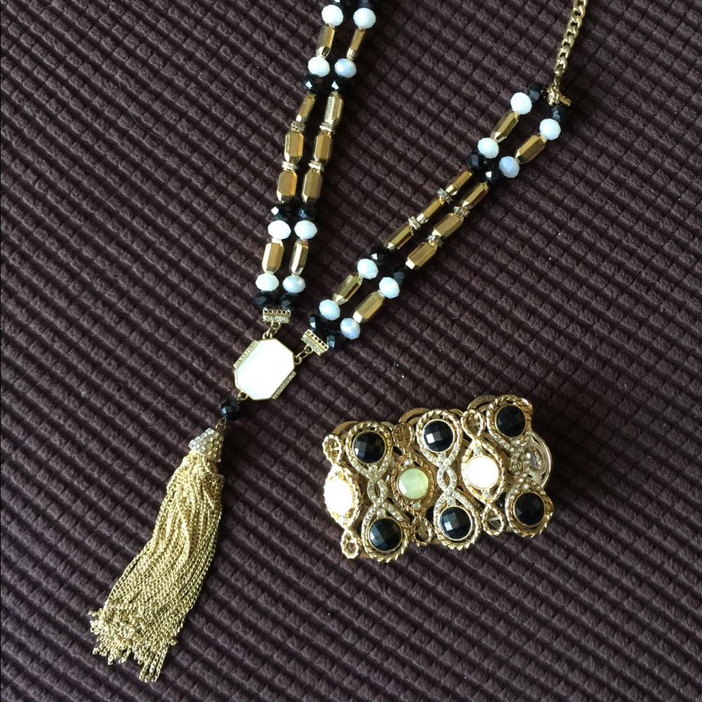 Gold, white, black jewelry