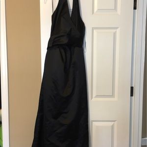 Black Halter Long Dress w Satin Sheen (never worn)