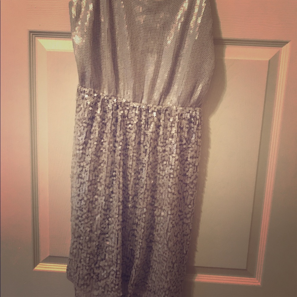 Elegant, cream, sequin dress from Express