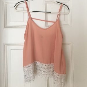 Pink top with lace bottom
