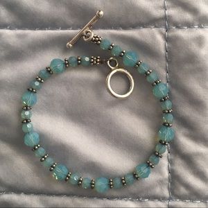 Light Blue Bead Silver Toggle Bracelet